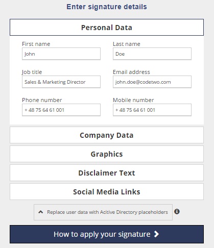 Enter signature details