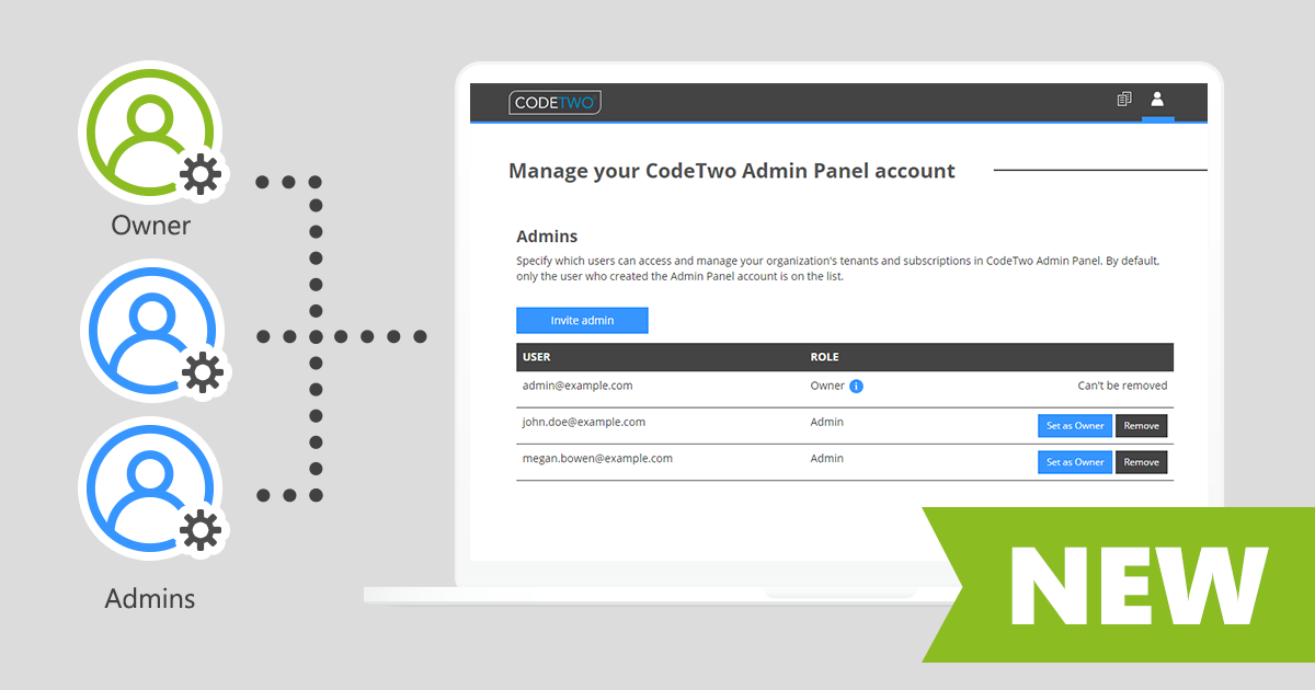 New admin access roles in CodeTwo Admin Panel