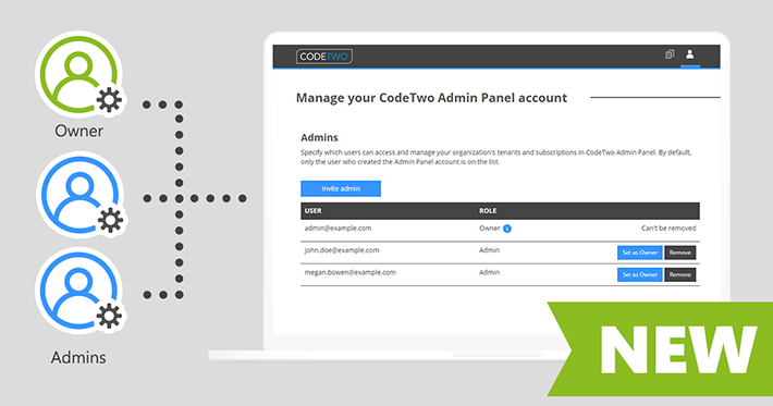 New admin access roles in CodeTwo Admin Panel