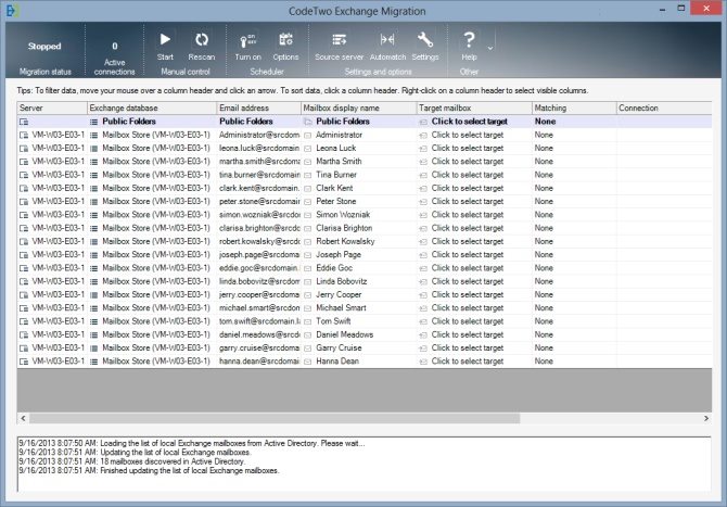 CodeTwo Exchange Migration - main window