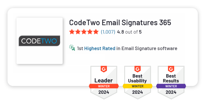 CodeTwo Email Signatures 365 is the highest-rated email signature software on G2.com