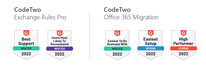 G2 2022 summary: other acclaimed CodeTwo tools.