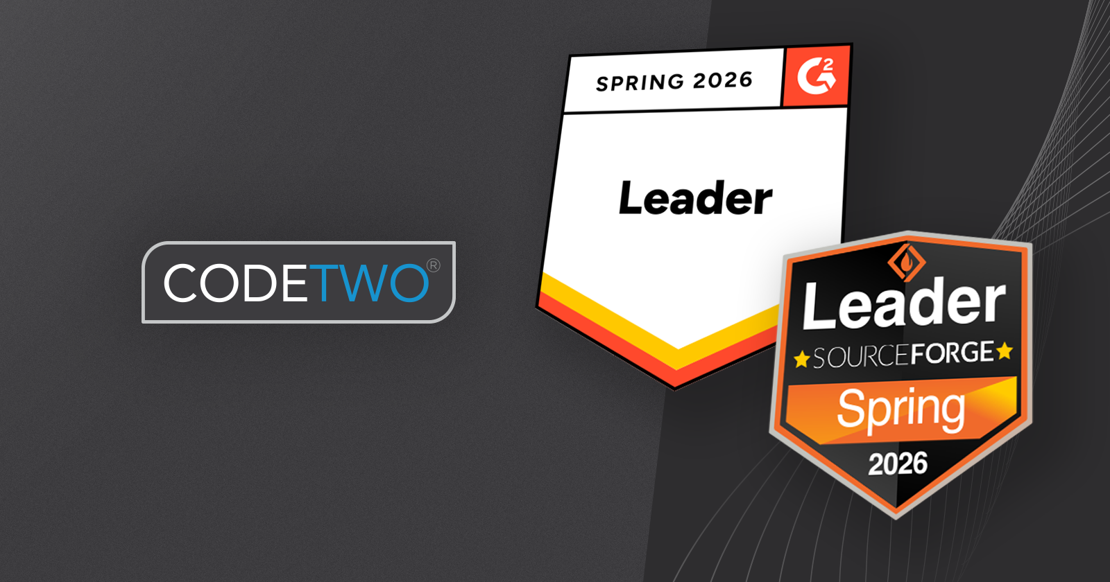 CodeTwo Email Signatures 365 with Spring 2026 Leader awards on G2 and SourceForge