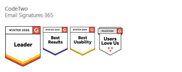 G2 Winter 2026 recognition badges for CodeTwo