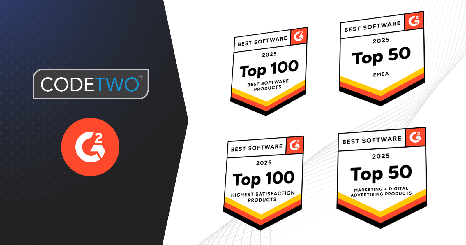CodeTwo wins multiple 2025 Best Software Awards from G2