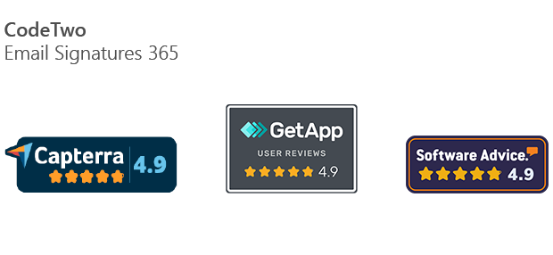 CodeTwo's 2024 ratings on Capterra, Software Advice and GetApp