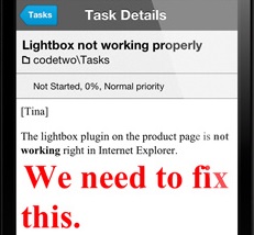 HTML content in a task item