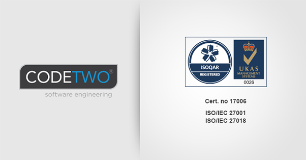 CodeTwo receives ISO/IEC 27001 & ISO/IEC 27018 certificate