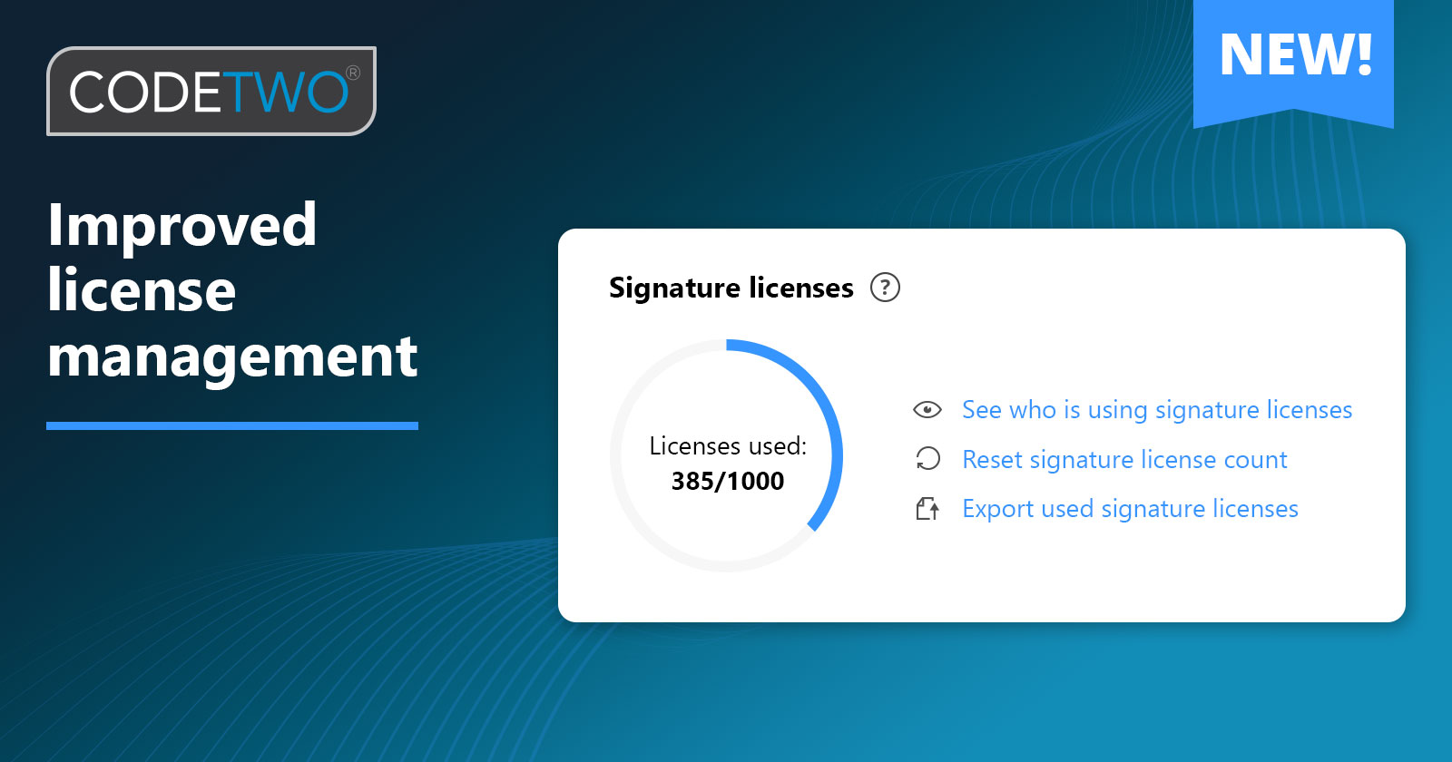 CodeTwo cloud license management: refreshed UI and new options