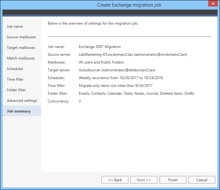 Migrate legacy Exchange - Summary