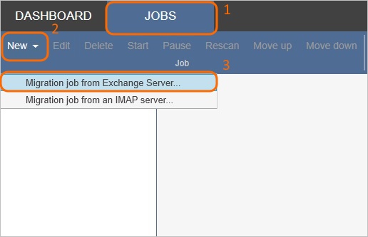 Create new migration job in CodeTwo Office 365 Migration. 