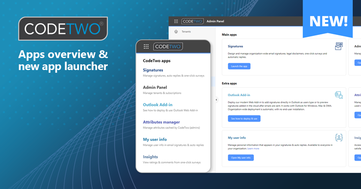 More than just email signatures – new launcher for CodeTwo cloud apps