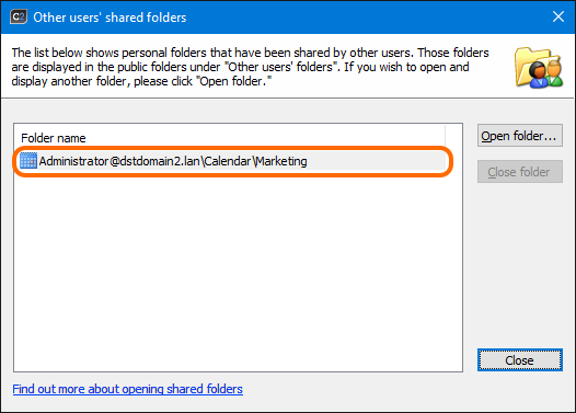 Other users' shared folders - opened folders.