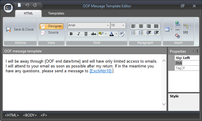 Free CodeTwo Out of Office Manager template