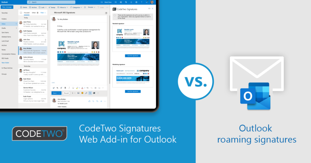 Comparing signature cloud settings and CodeTwo Signatures Web Add-in for Outlook