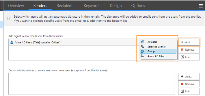 Different Christmas signatures for different email senders.
