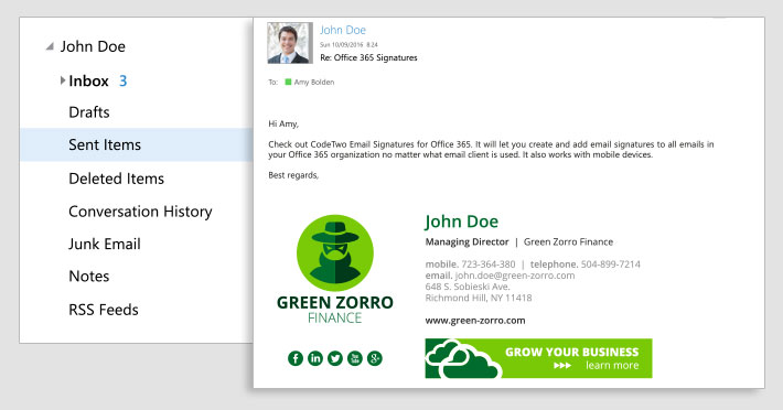 Display Office 365 email signatures in users' Sent Items folders