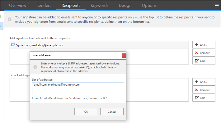 Set different signatures for various recipients