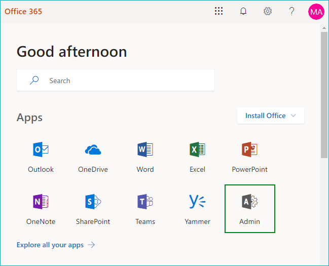 office 365 apps setting up
