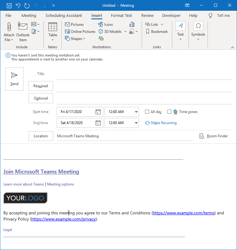 Outlook Meeting Invite Template Collection