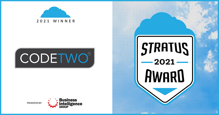 CodeTwo wins the 2021 Stratus Award for the best Cloud Company
