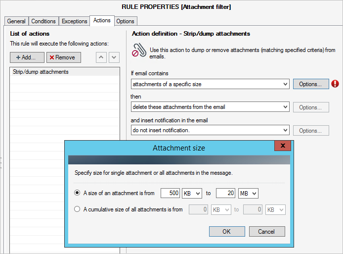 Attachment filter in CodeTwo Exchange Rules PRO