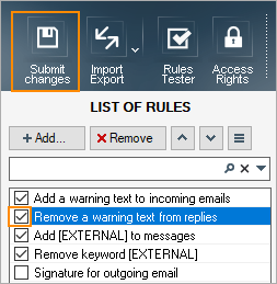 Submit changes to remove keywords
