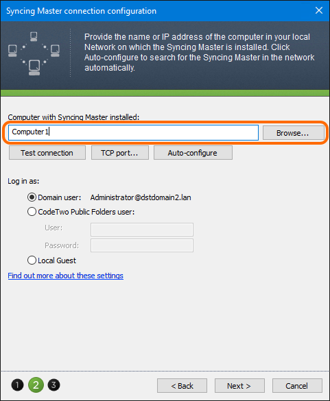 Select a computer with the Syncing Master installed.