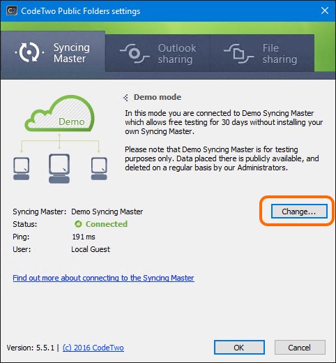 Change the Syncing Master connection settings. 