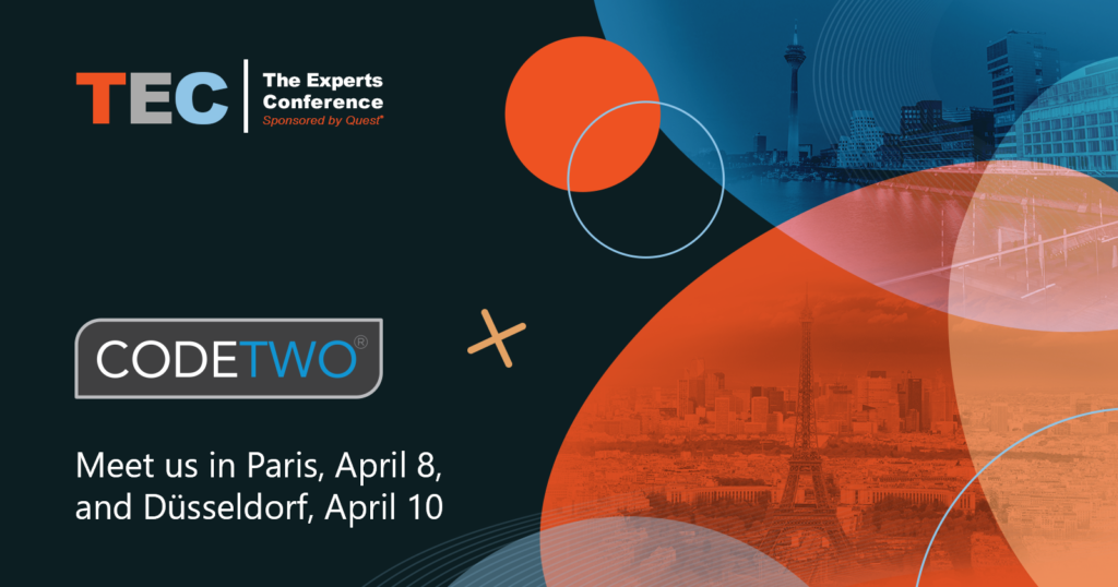 Meet CodeTwo in Paris and Düsseldorf at the TEC European Roadshow