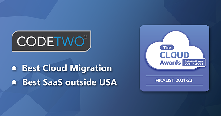 CodeTwo cloud email signature and migration tools named finalists in the 2021-2022 Cloud Awards