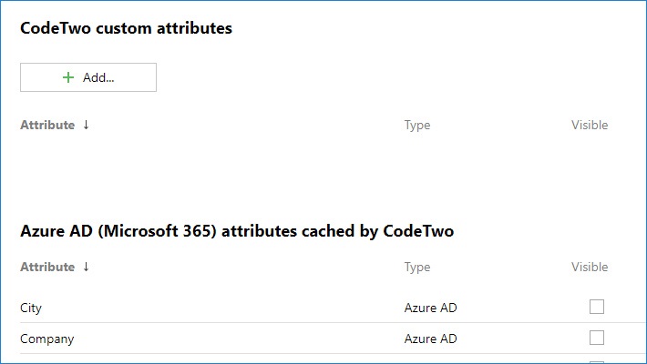 CodeTwo User attributes manager - Attribute visibility page