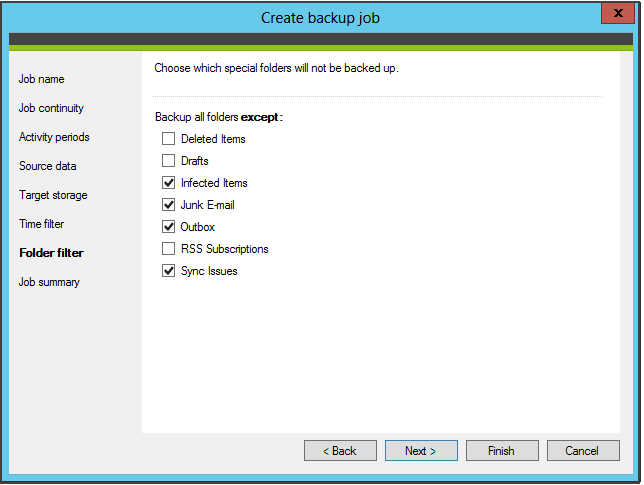 Exclude special folders that you do not want to be backed up