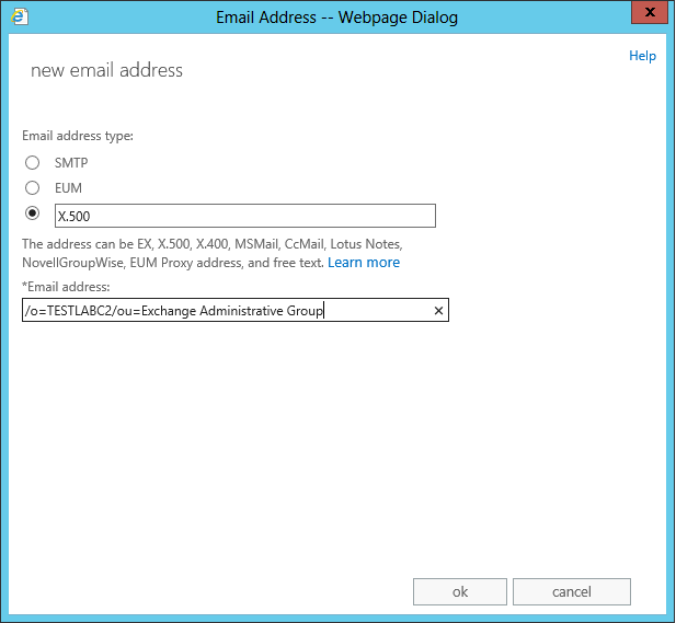 Adding the old legacyExchangeDN address
