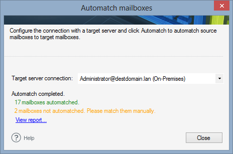 Auto-matching the mailboxes during the migration