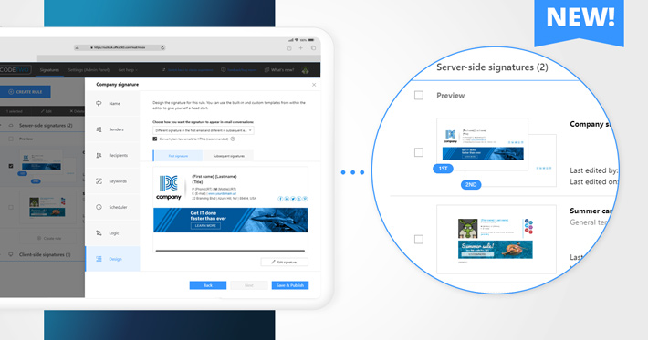 Brand new signature management interface in CodeTwo Email Signatures for Office 365
