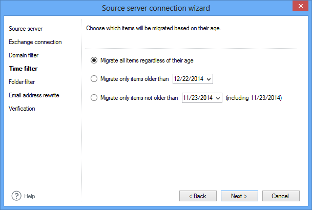 Changing the time filter