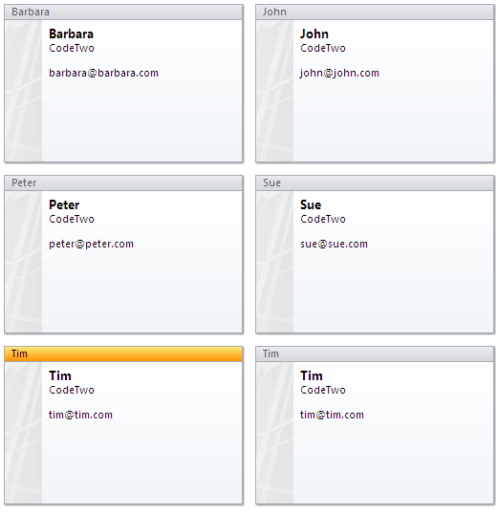 Outlook contacts after the initial sync