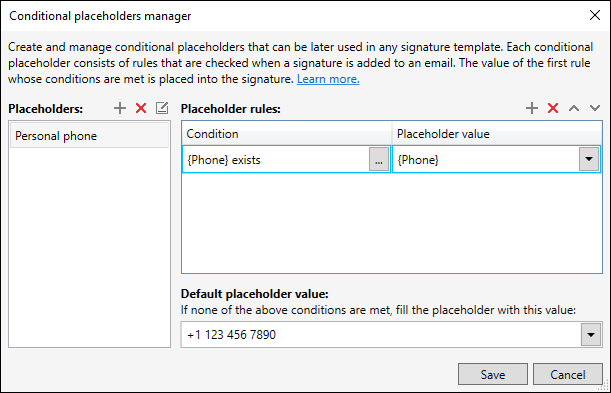 Conditional placeholders in CodeTwo Email Signatures for Office 365