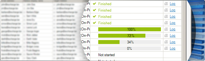 The status reports displayed in CodeTwo Exchange Migration