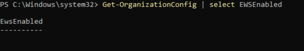 Null value shown after running the Get-OrganizationConfig cmdlet.