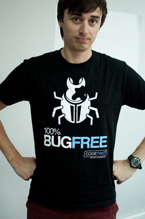 CodeTwo's famous 100% Bug Free t-shirt