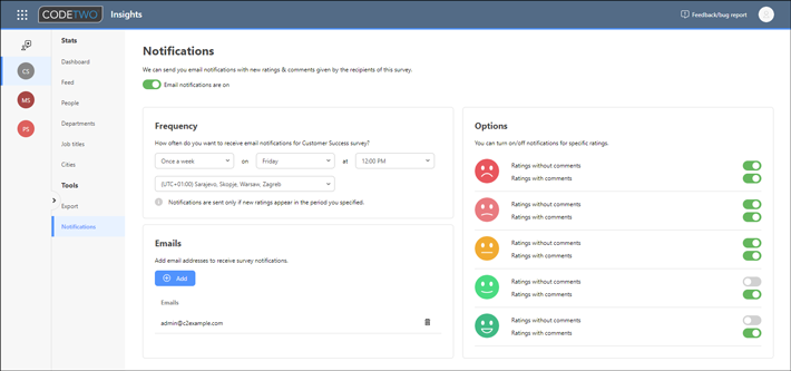 CodeTwo Insights - Notifications