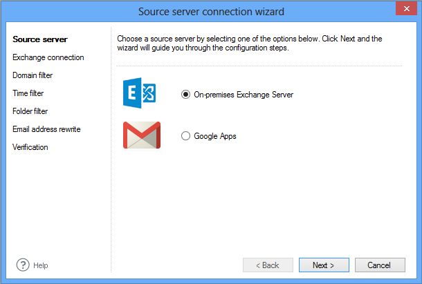 Migration configuration wizard - source server
