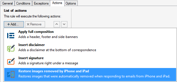 restore images deleted from emails in CodeTwo Exchange Rules_th