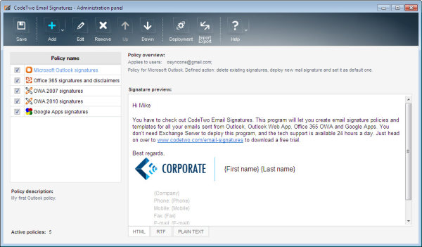 New version of CodeTwo Email Signatures out now