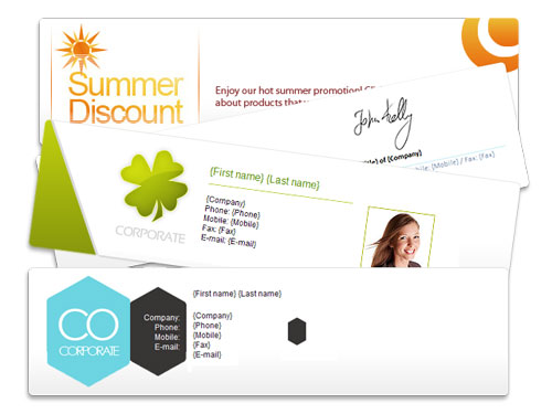 Exemplary e-mail signatures and disclaimers created with the use of HTML editor in CodeTwo Exchange Rules Pro