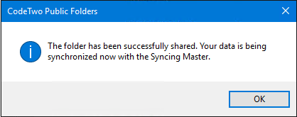 Notification on a successfully shared calendar in Outlook.
