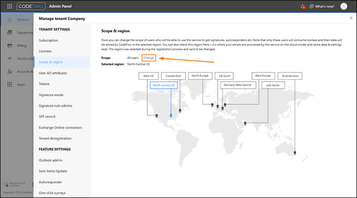 Tenant settings - scope of licensed users