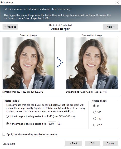 Edit user's photo in the program's editor.